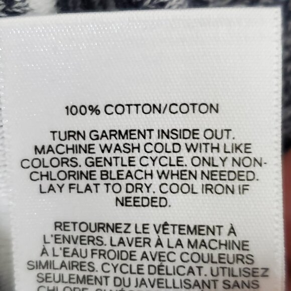 Express Black Gray White Striped Preppy Partial Button Front Sweater Top Size M - Picture 12 of 13